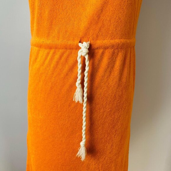 Vintage 1970s Orange Terrycloth Bathing Suit Cover Up Dress Size Small / Medium - Picture 7 of 11